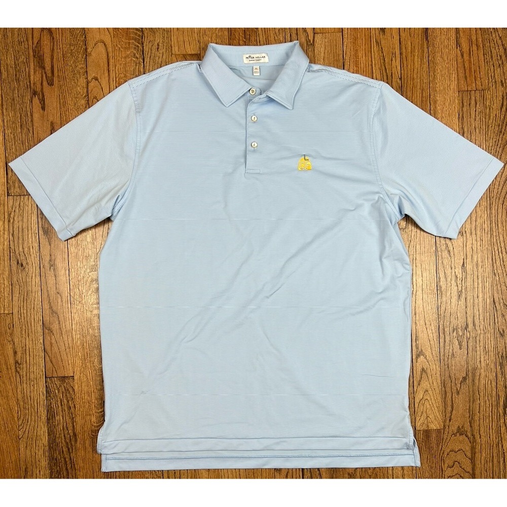 Peter Millar Summer‎ Comfort Blue Striped Golf Performance Polo Size XL